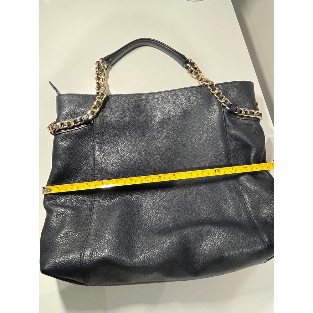Michael Kors Navy‎ Blue Chain Shoulder Tote Bag Gold Accents - Picture 9 of 12